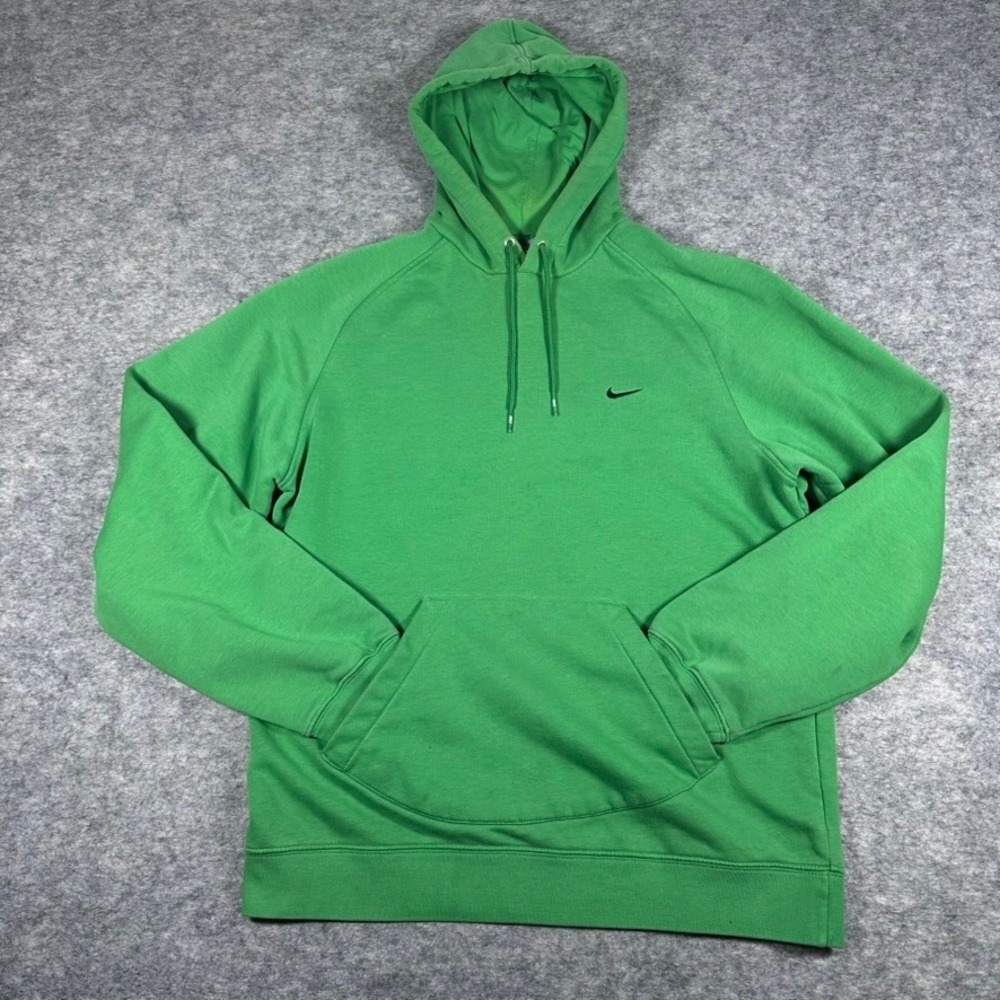 RARE Nike Hoodie Mens Large Green Pullover Swoosh‎ Logo Fleece Sweatshirt 0562